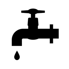 Water silhouette icon dripping from a water tap. Vector.