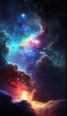 Beautiful colorful galaxy background illustration,Generative AI