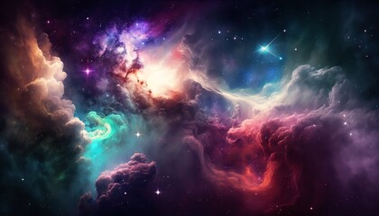 Fototapeta na wymiar Beautiful colorful galaxy background illustration,Generative AI