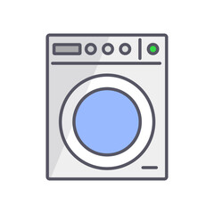 Washing machine icon in operation. Washer and laundry. Vector.