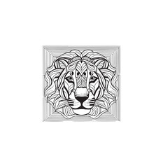 A nice head of lion vector line art for coloring page