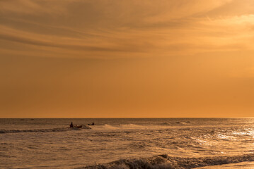 View of a beautiful sunset on the beach.