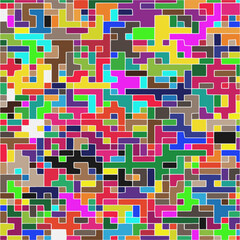 Modern geometric abstraction with color planes and white lines.  Abstract background with simple shapes - rectangles and squares. Mosaic ornament.