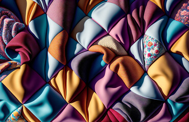 Colorful quilt background. Closeup of colorful quilt pattern.