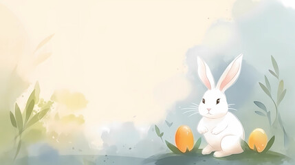 Watercolor drawing of white Bunnys, Easter Theme