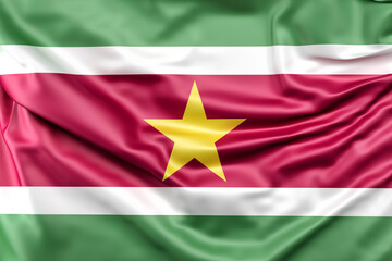 Ruffled Flag of Suriname. 3D Rendering