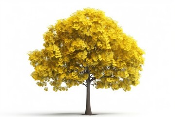 yellow-leaved tree isolated on a white background. Generative AI