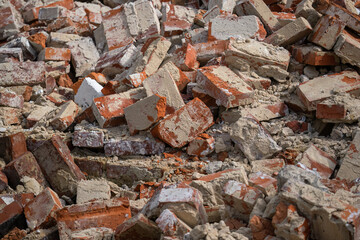 Detail of bricks dilapidated house.