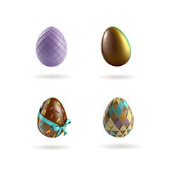 3D icon of a colorful Easter egg in the air on a white background with a shadow. Vector illustratio