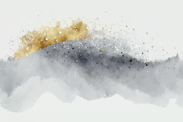 Minimalist gray marble canvas abstract painting background with gold texture.