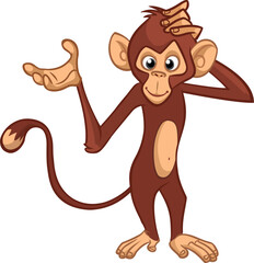 Cartoon monkey chimpanzee. Vector illustration of happy monkey character