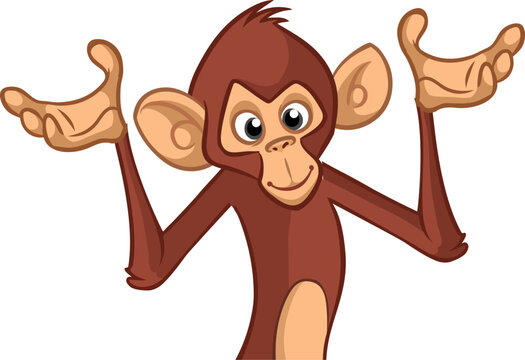 Cartoon monkey chimpanzee. Vector illustration of happy monkey character