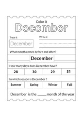  Days Of The Week and month Worksheet