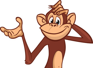 Cartoon monkey chimpanzee. Vector illustration of happy monkey character