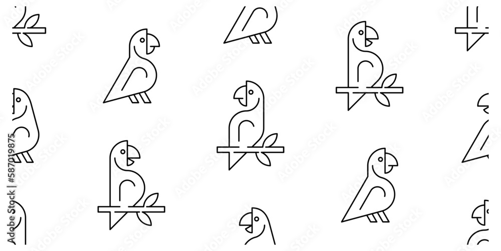 Poster seamless pattern with parrots. isolated on white background