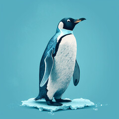 Obraz premium Penguin on blue background. Generative AI.