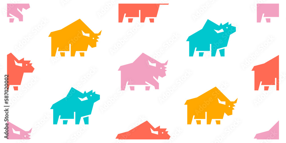Poster seamless pattern with yaks. isolated on white background
