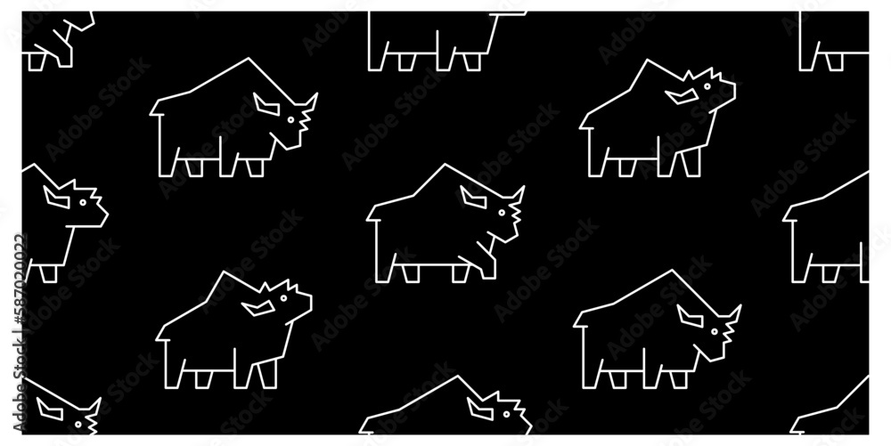Poster seamless pattern with yaks. isolated on white background
