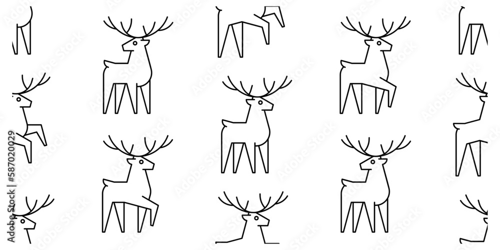 Poster seamless pattern with deers. isolated on white background
