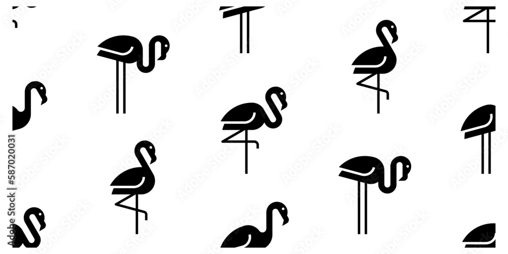Poster seamless pattern with flamingo. isolated on white background