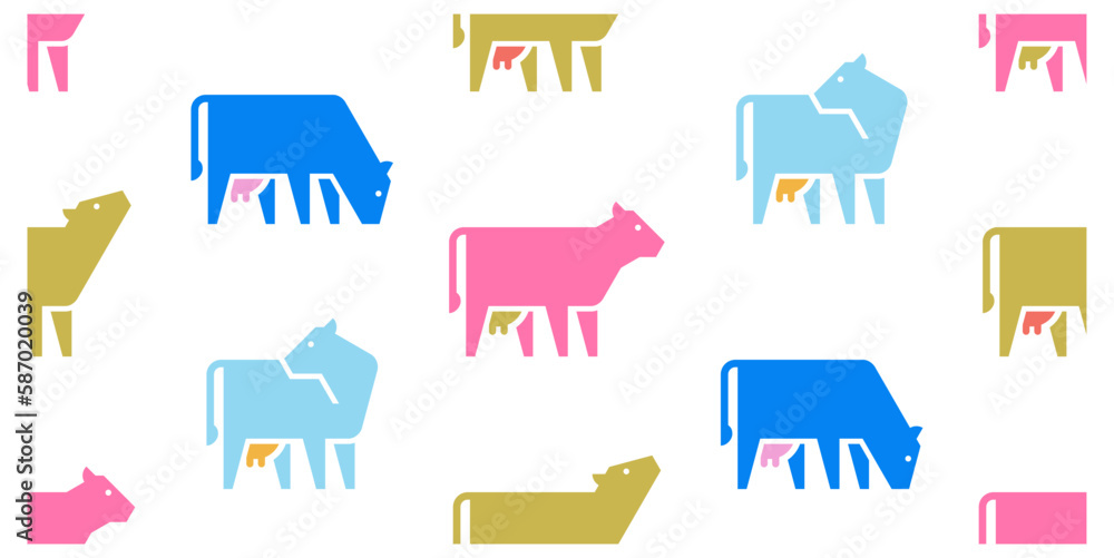 Poster seamless pattern with cows. isolated on white background
