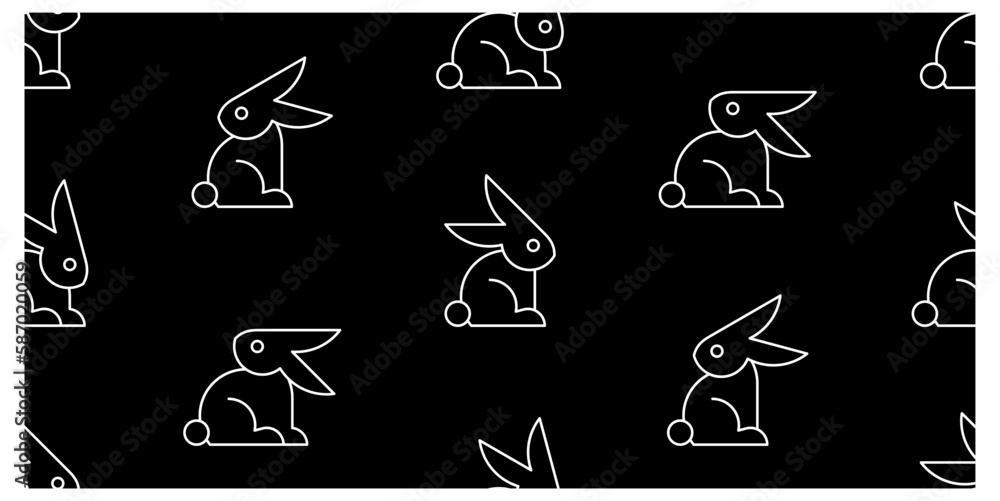 Poster seamless pattern with rabbits. isolated on white background