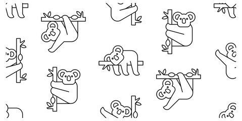 Seamless pattern with Koalas. isolated on white background