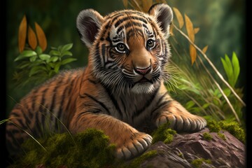 Fototapeta premium tiger in the zoo, generative ai