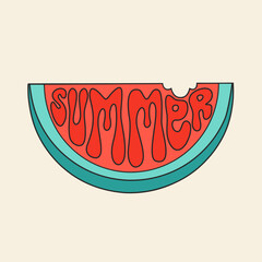 Summer inscription in watermelon shape