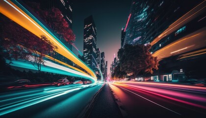 Obraz premium traffic in the high tech city, generative ai