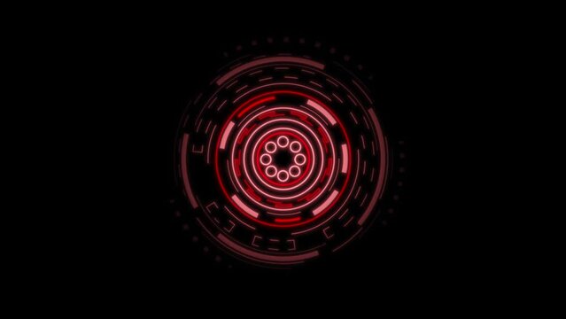 HUD Sci-fi Futuristic Red Display isolated on a black background. Modern cyberspace innovation. 4K