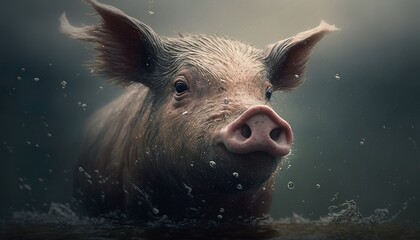 a close-up of a cute pig