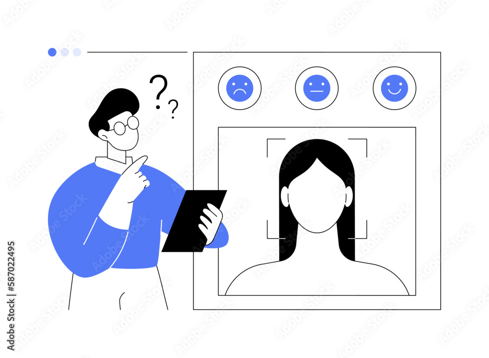 Poster emotion detection abstract concept vector illustration.