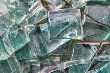 Background texture of various glass cubes and shapes