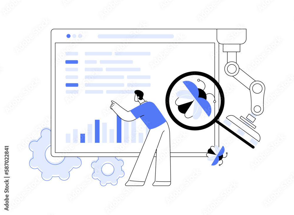 Poster automated testing abstract concept vector illustration.