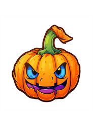 Fototapeta premium halloween pumpkin sticker on white background
