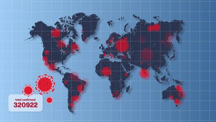 COVID-19  world map animation. The global spread of coronavirus.