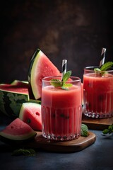 Refreshing and healthy watermelon smoothie. Generative AI