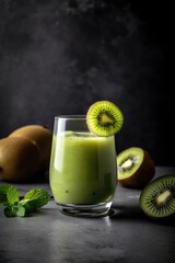 Refreshing and healthy kiwi smoothie. Generative AI