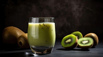 Refreshing and healthy kiwi smoothie. Generative AI