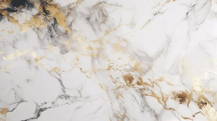 White marble background with golden splases. AI

