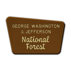 George Washington & Jefferson National Forest wood sign illustration on transparent background