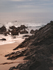 Fototapeta na wymiar Sunset on the rocky beach, asturias, spain