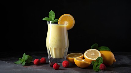 Fototapeta premium Refreshing and healthy lemon smoothie. Generative AI