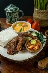 grill whole chicken with indonesian javanese spice with rice