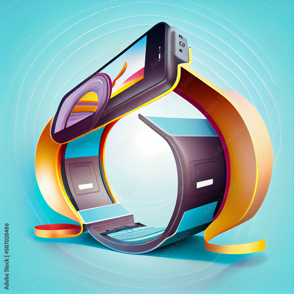 Poster modern flex screen icon. flat illustration of modern flex screen icon for web design