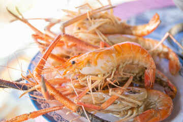 grilled shrimps on the table