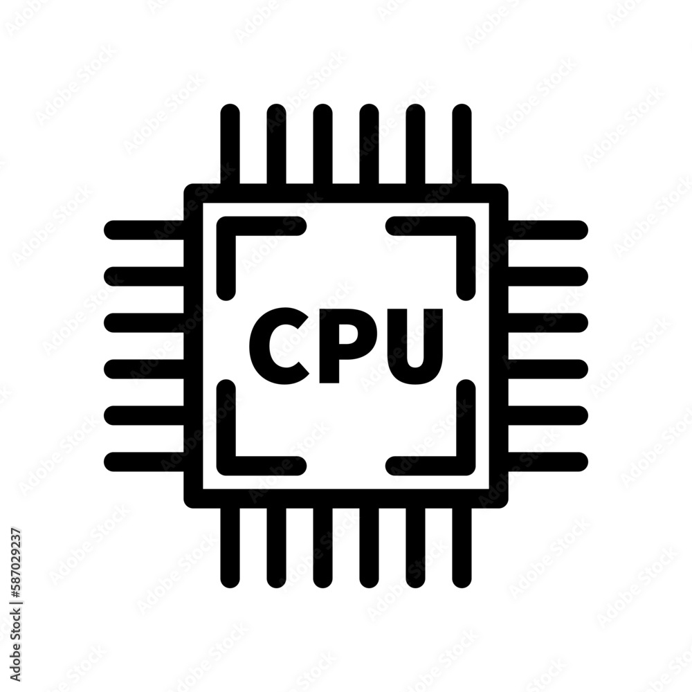 Poster round cpu icon. semiconductor. chip. vector.