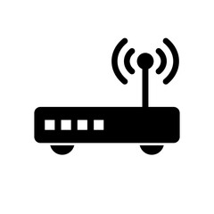 Wi-Fi router and wireless signal silhouette icon. Vector.