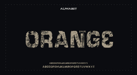 orange Abstract Fashion Best font alphabet. Minimal modern urban fonts for logo, brand, fashion, Heading etc. Typography typeface uppercase lowercase and number. vector illustration full Premium look